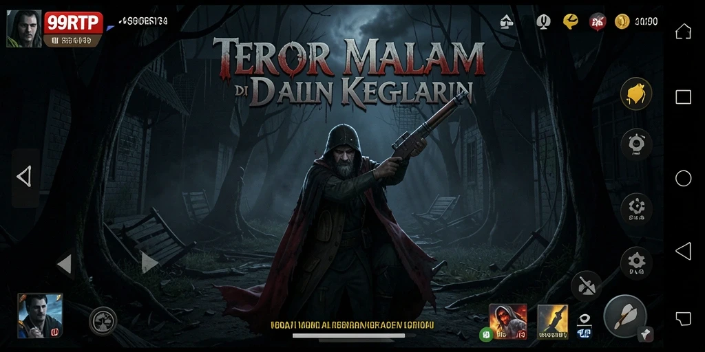 Tangkapan layar gameplay menampilkan suasana mencekam dan karakter di kegelapan.