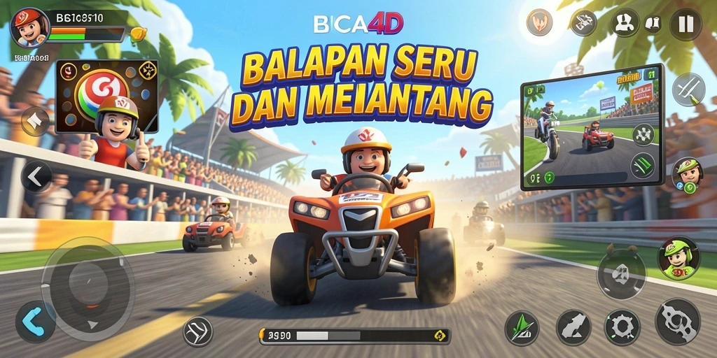 Tampilan gameplay balapan yang intens dan menegangkan di BBCA4D.