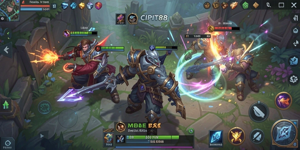 Tampilan gameplay seru dalam pertempuran MOBA di CIPIT88.