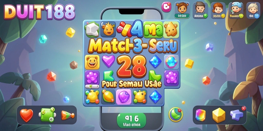 Tampilan gameplay seru di DUIT188 dengan aksi Match-3.