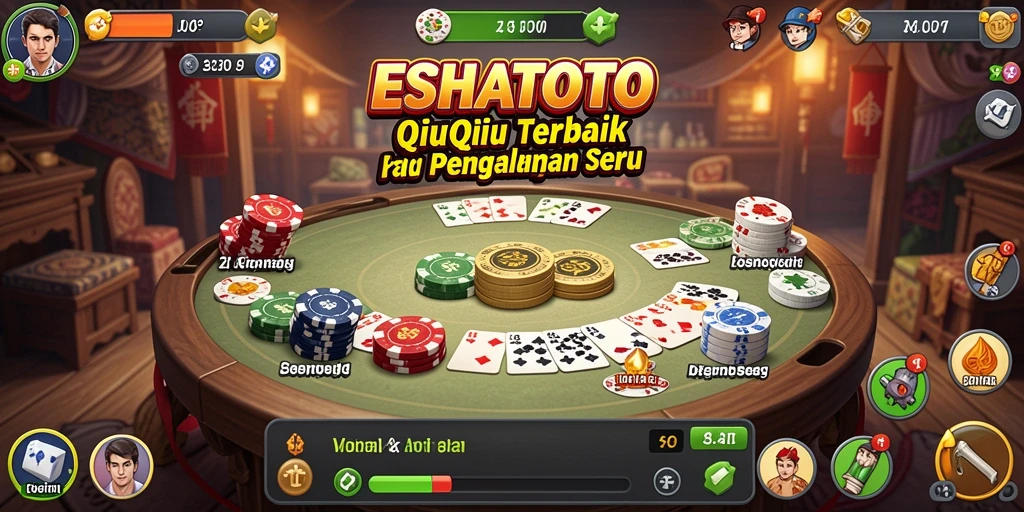 Tampilan gameplay ESHATOTO saat bermain QiuQiu dengan teman.