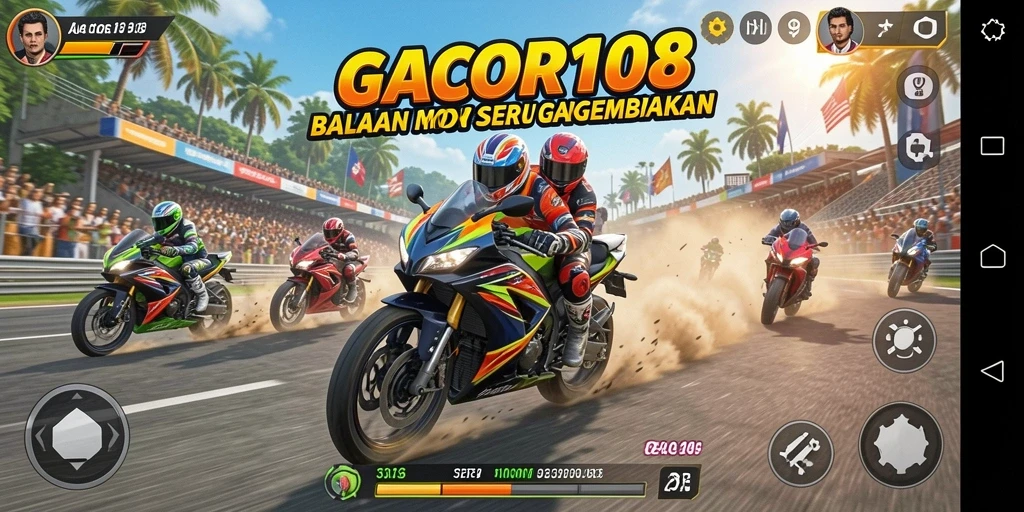 Screenshot GACOR108 menampilkan momen balap paling mendebarkan.