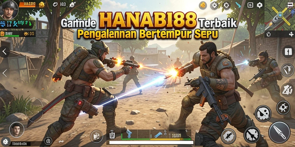Screenshot gameplay HANABI88 menampilkan aksi seru di medan tempur Battle Royale.