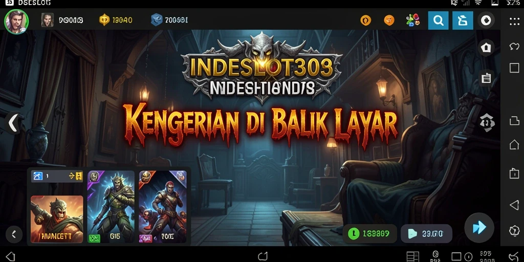 Screenshot menampilkan suasana menyeramkan di dalam game INDESLOT303.