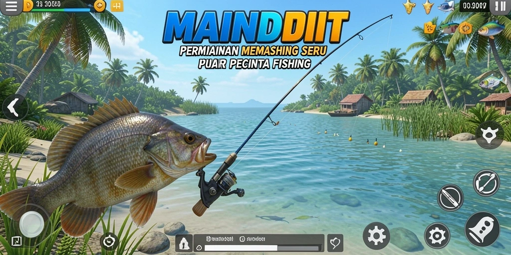 Gameplay menarik dalam MAINDUIT dengan pengalaman memancing yang realistis.