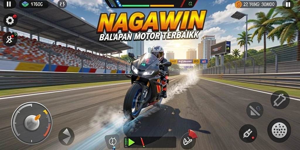 Screenshot menampilkan adrenalin tinggi saat balapan motor.
