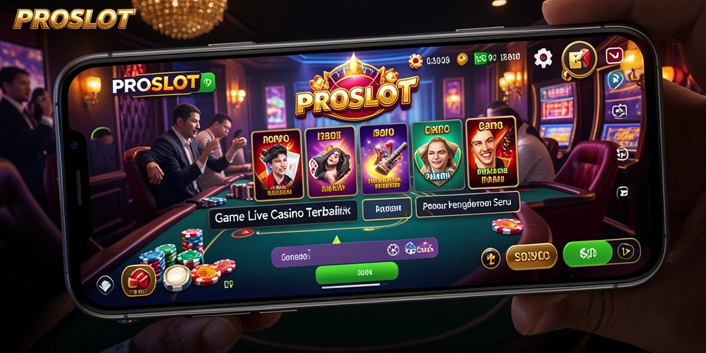 Tampilan utama gameplay Live Casino PROSLOT yang menegangkan.