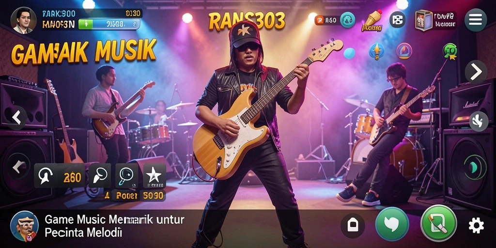 Screenshot RANS303 menunjukkan pemain sedang menikmati permainan musik yang seru.
