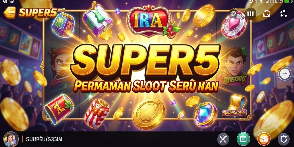 Tampilan utama gameplay Slot SUPER5 yang mengasyikkan dan interaktif.