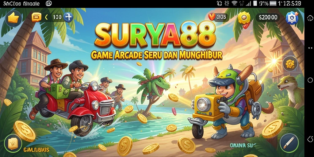 Tampilan gameplay seru dari SURYA88 di layar smartphone.