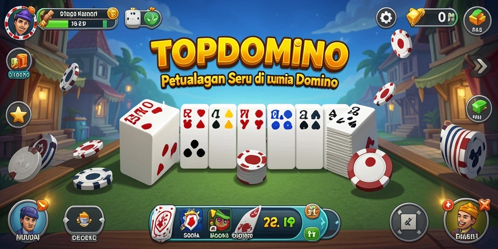 Screenshot utama menunjukkan gameplay seru dengan tantangan domino.