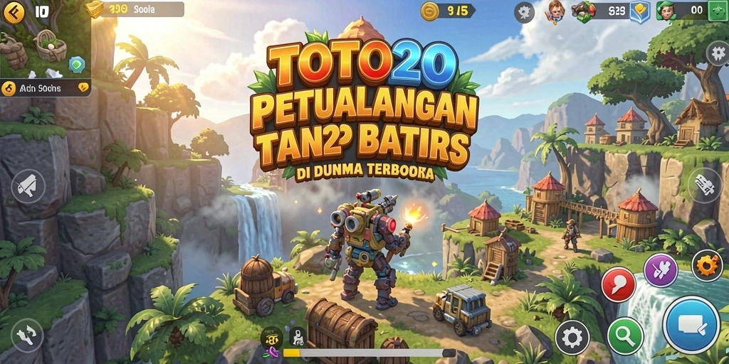 Screenshot gameplay TOTO20 menampilkan pemandangan indah dan karakter utama dalam petualangan.