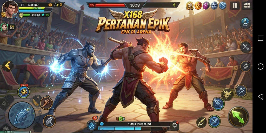 Screenshot menampilkan aksi pertarungan seru di X168.